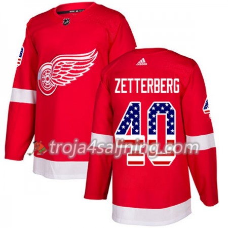 Detroit Red Wings tröja Henrik Zetterberg 40 Röd USA Flag Fashion 2017-2018 Adidas Authentic - NHL Tröjor Herr